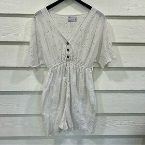 ASOS Design Maternity White Cotton Romper Cover Up Size 6